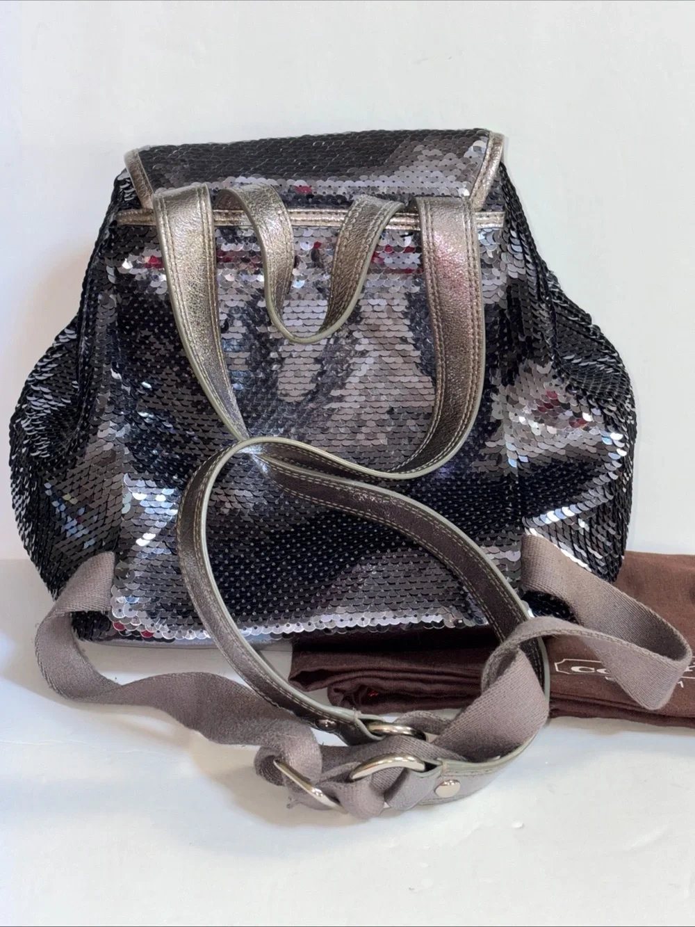 COACH BLUE SEQUIN POPPY BACKPACK (limited edition)